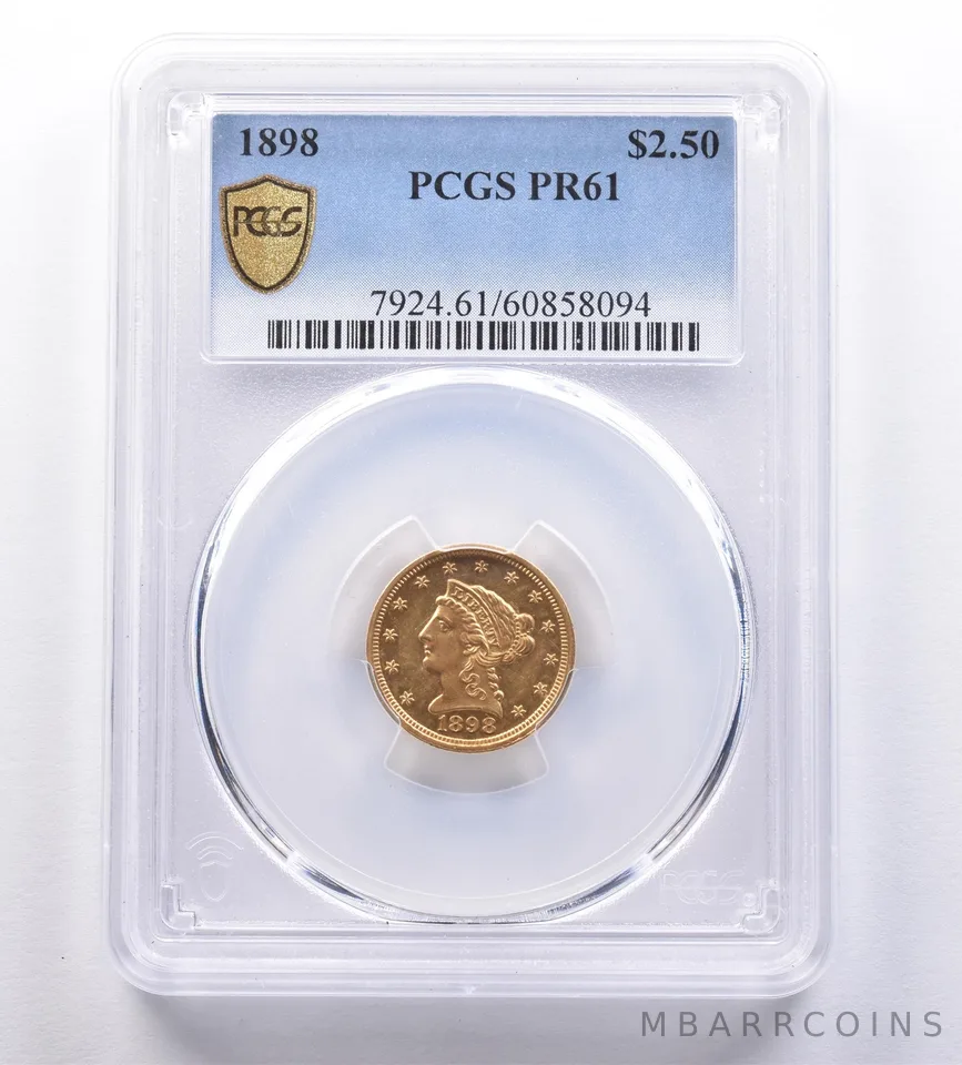 1898 $2.50 Liberty Head Gold Quarter Eagle PR61 PCGS *8868