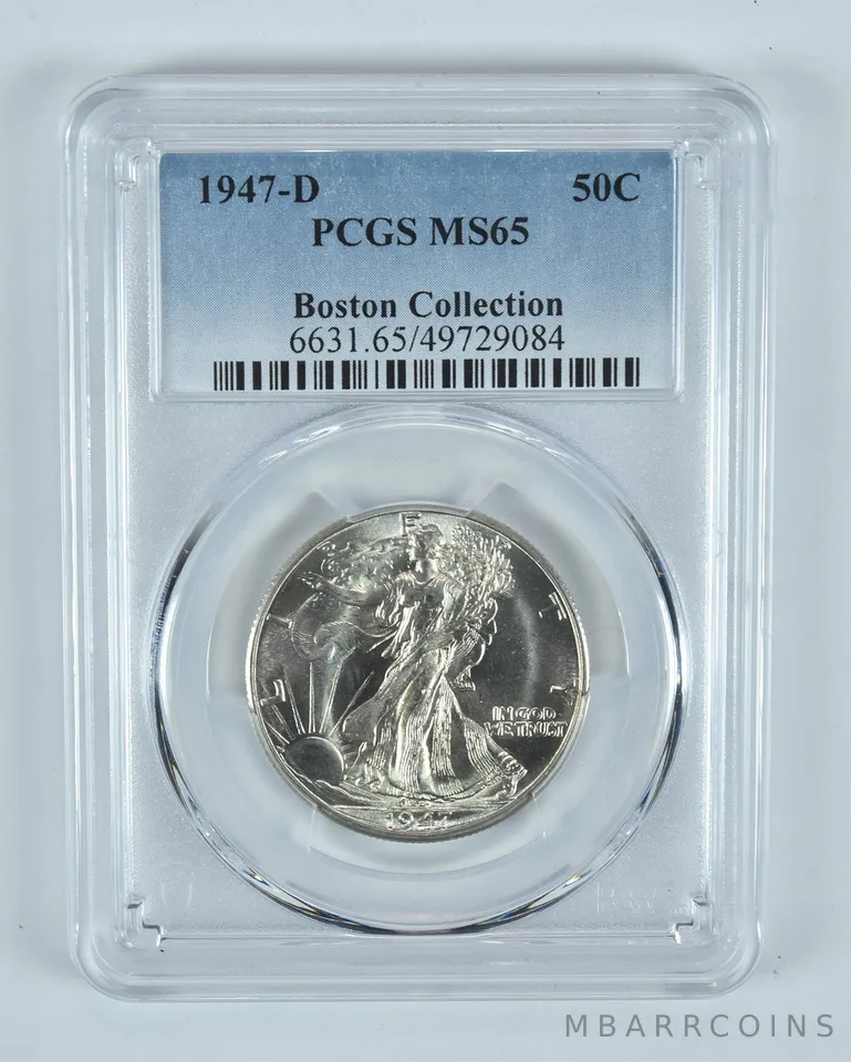 1947-D Walking Liberty Half Dollar Boston Collection MS65 PCGS