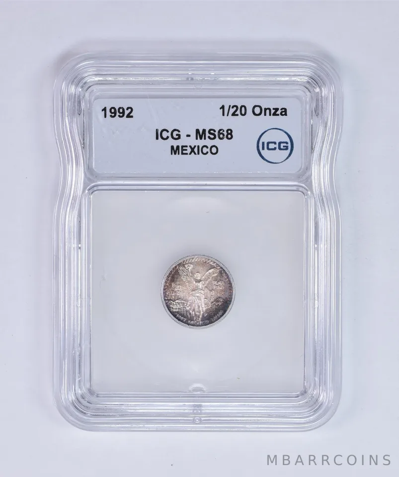 1992 Mo Mexico 1/20 Onza Silver Libertad MS68 ICG *8012