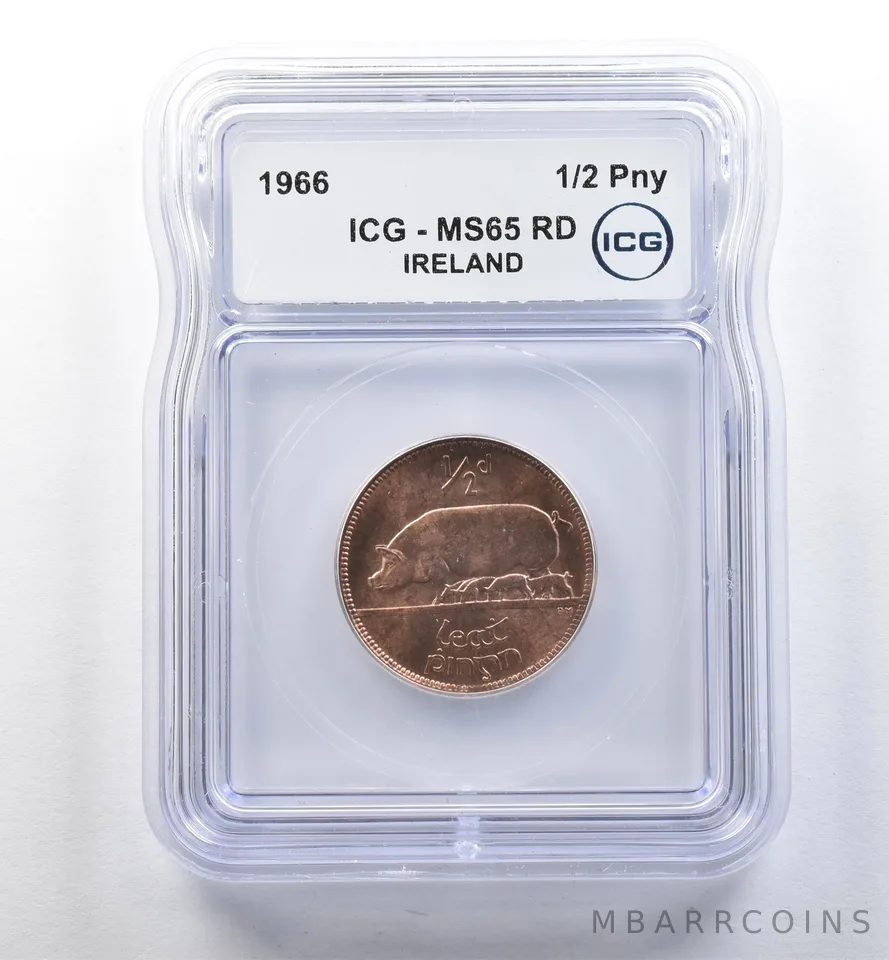 1966 Ireland 1/2 Penny MS65 RD ICG *2558