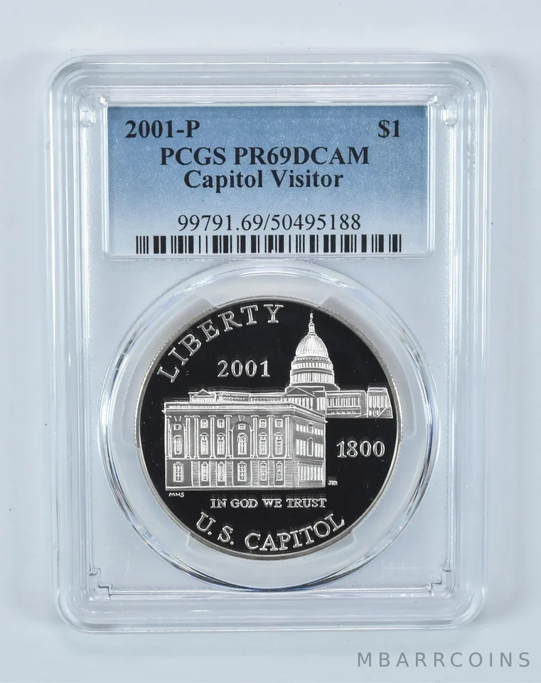 2001-P Capitol Visitor Commemorative Dollar PR69 DCAM PCGS Blue Label