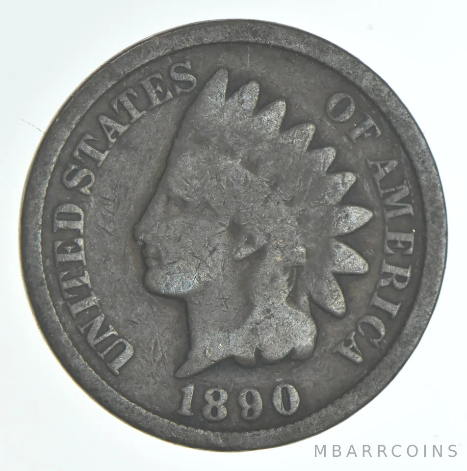 1890 Indian Head Cent AC Average Circ
