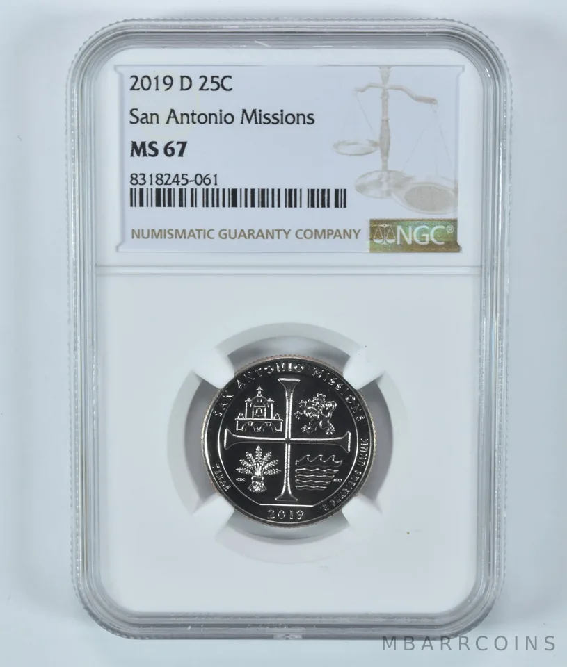 2019-D Washington Quarter San Antonio Missions ATB MS67 NGC