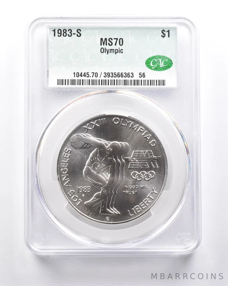 MS70 1983-S Olympic Discus Commemorative Dollar CAC CACG *6266