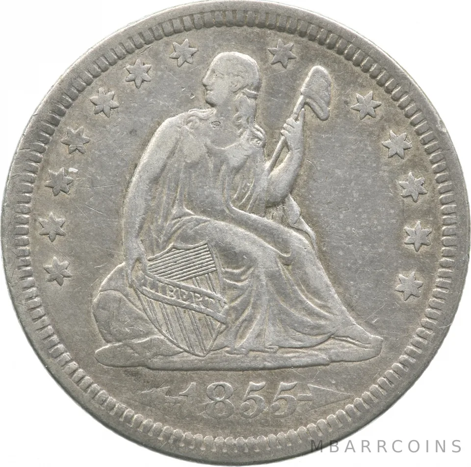 1855 Seated Liberty Quarter Arrows *2383