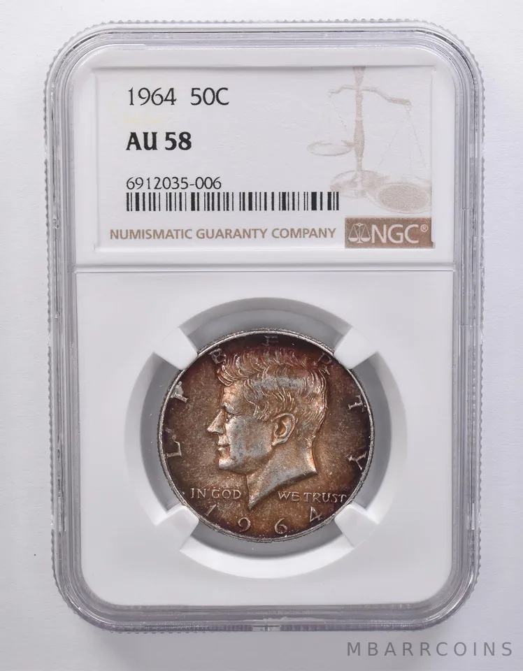 1964 Kennedy Half Dollar AU58 NGC Beautiful Tone *7181