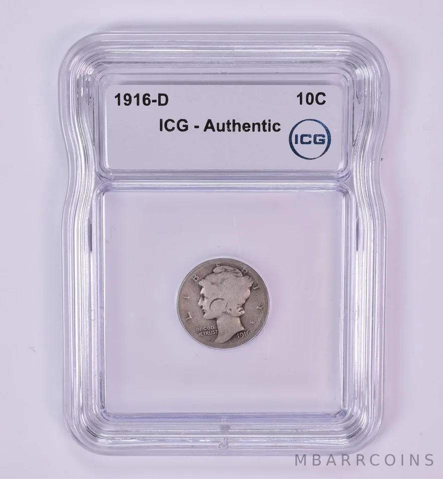 1916-D Mercury Dime Authentic ICG a1798