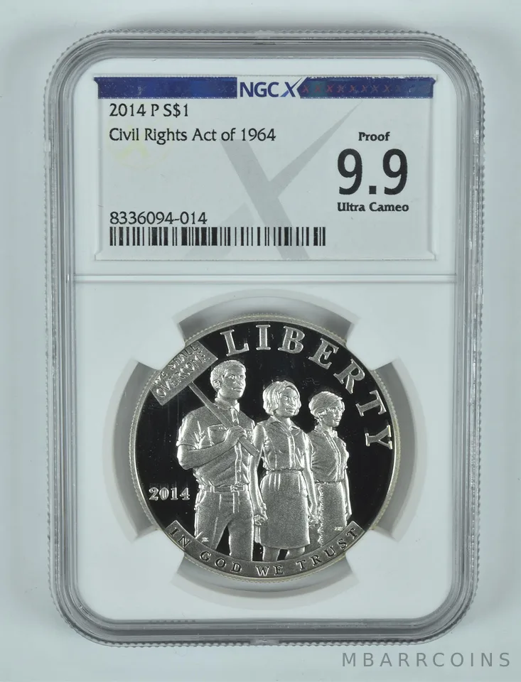 2014-P Civil Rights Act Commemorative Silver Dollar Proof 9.9 UCAM NGC X NGCX