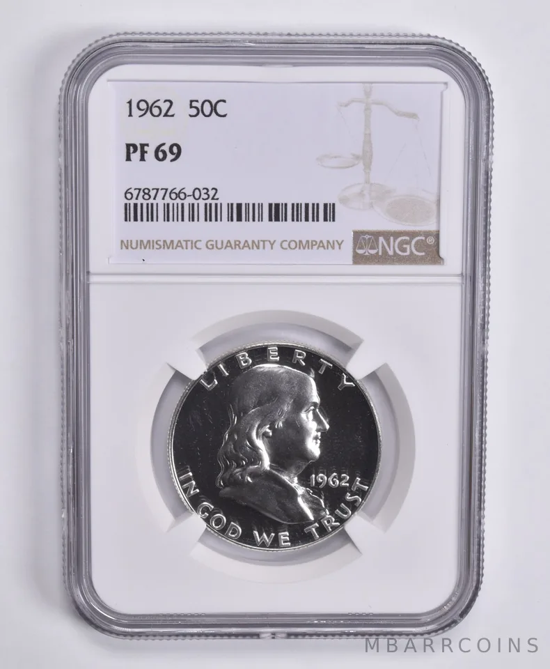 1962 Franklin Half Dollar 50c PF69 NGC Brown Lbl