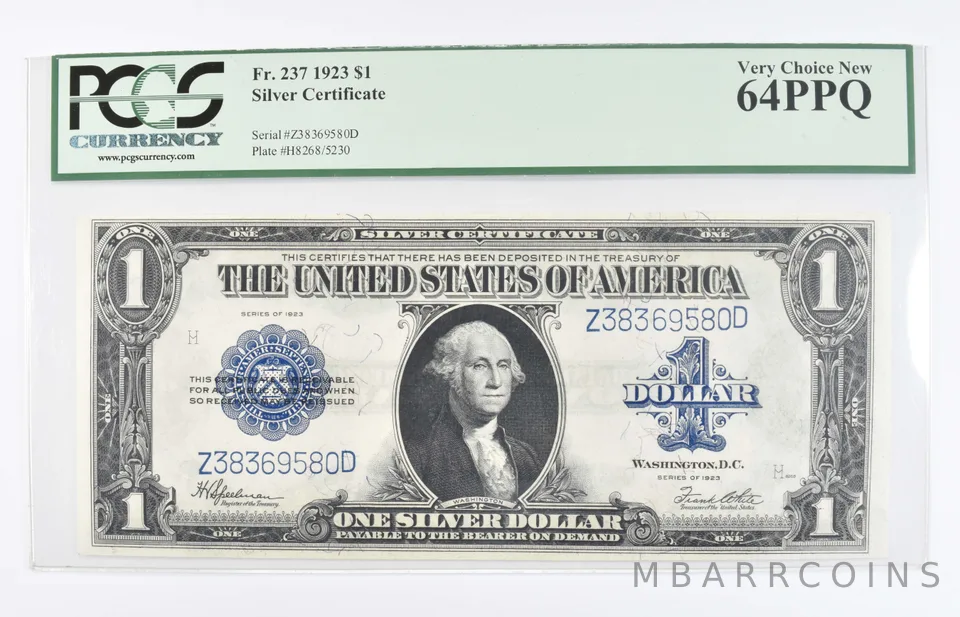 1923 $1 US Silver Certificate FR#237 Graded PCGS 64 PPQ Very Choice New *8075