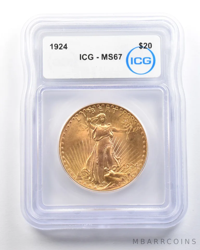 1924 $20 Saint Gaudens Gold Double Eagle MS67 ICG a0694