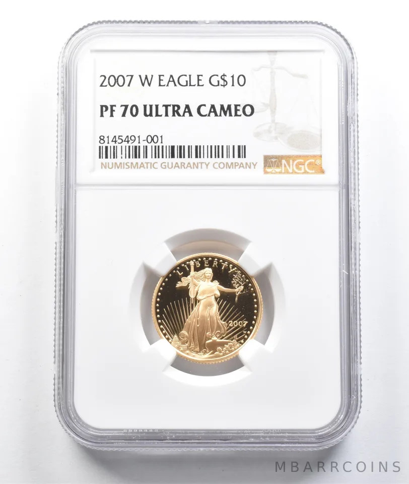 2007-W $10 American Gold Eagle 1/4 Oz Gold PF70 UCAM NGC