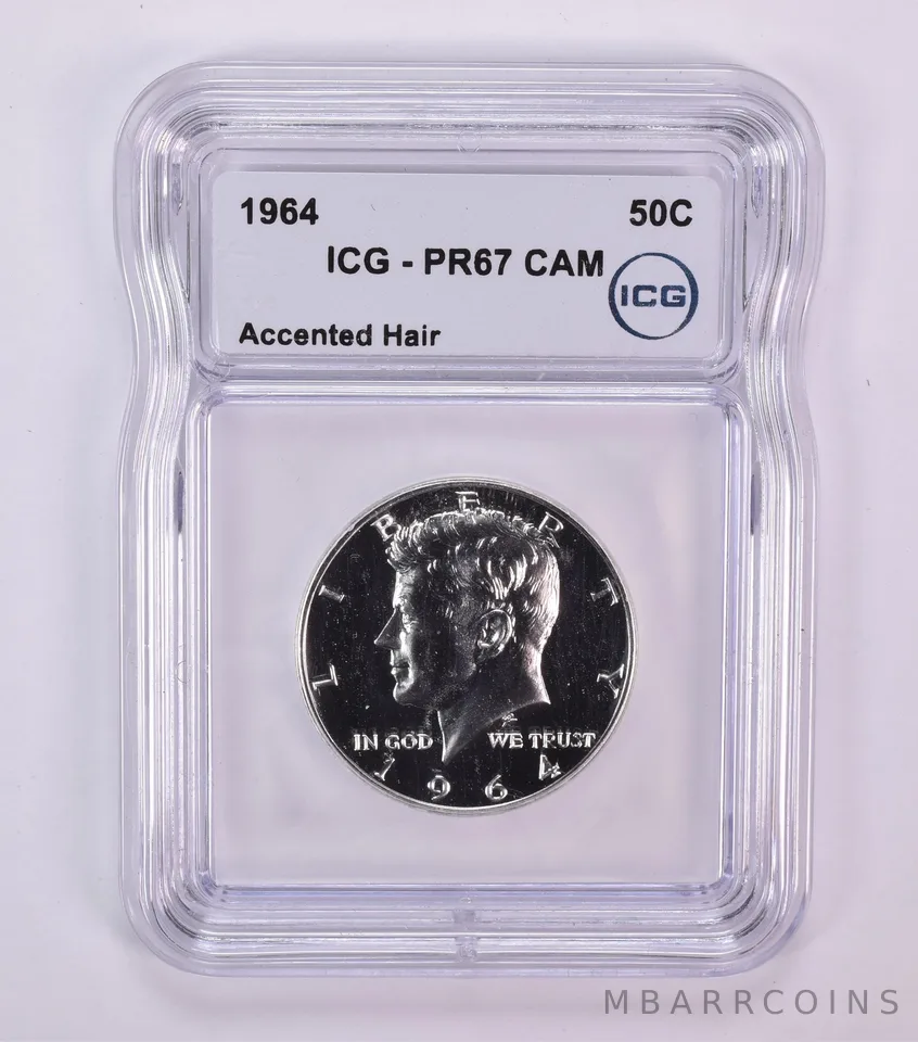1964 Kennedy Half Dollar Accented Hair PR67 CAM ICG