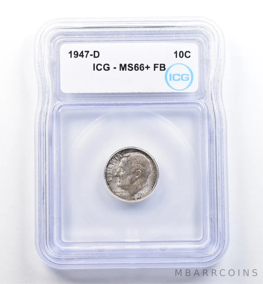 1947-D Roosevelt Dime MS66+ FB ICG *0085