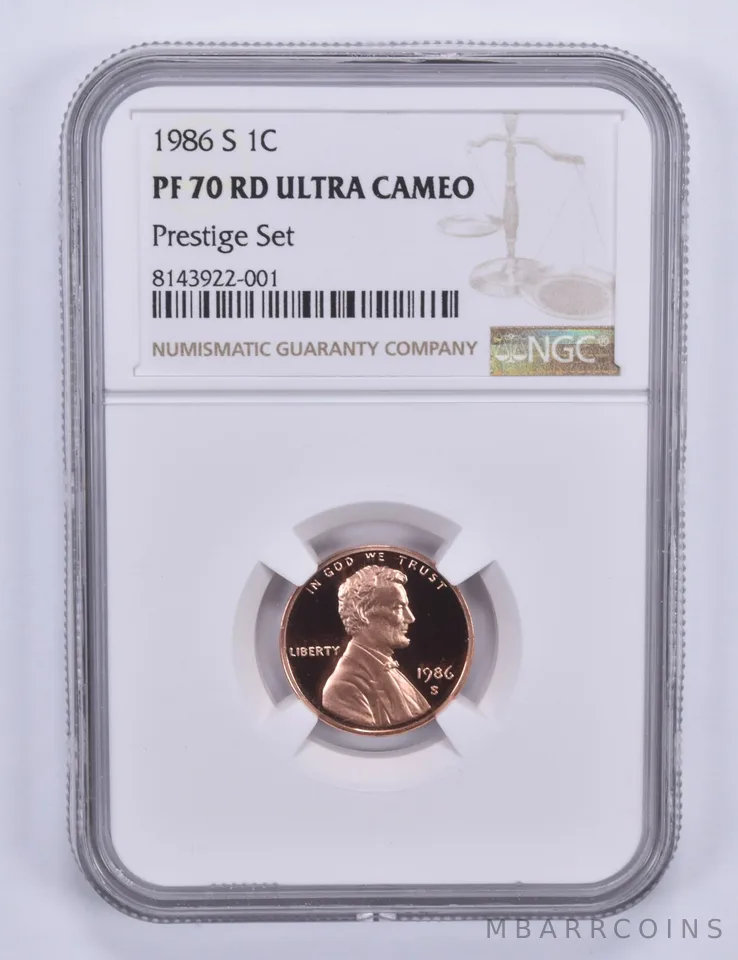 1986-S Lincoln Memorial Cent Prestige Set PF70 UCAM NGC Brown Label