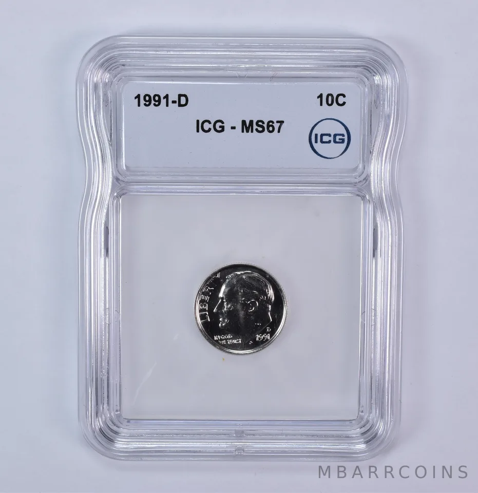 1991-D Roosevelt Dime MS67 ICG