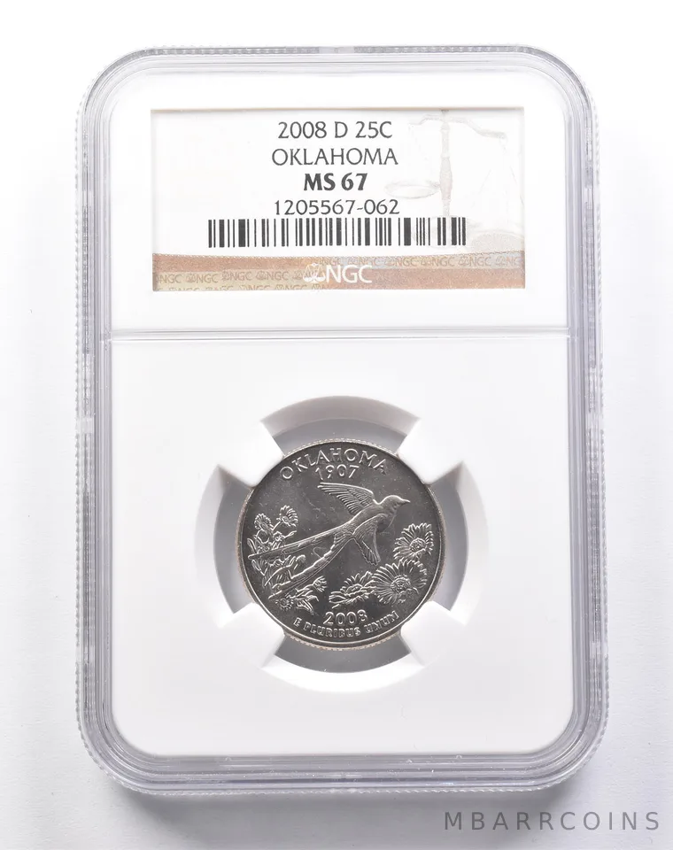 MS67 2008-D Washington State Quarter Oklahoma NGC *6174