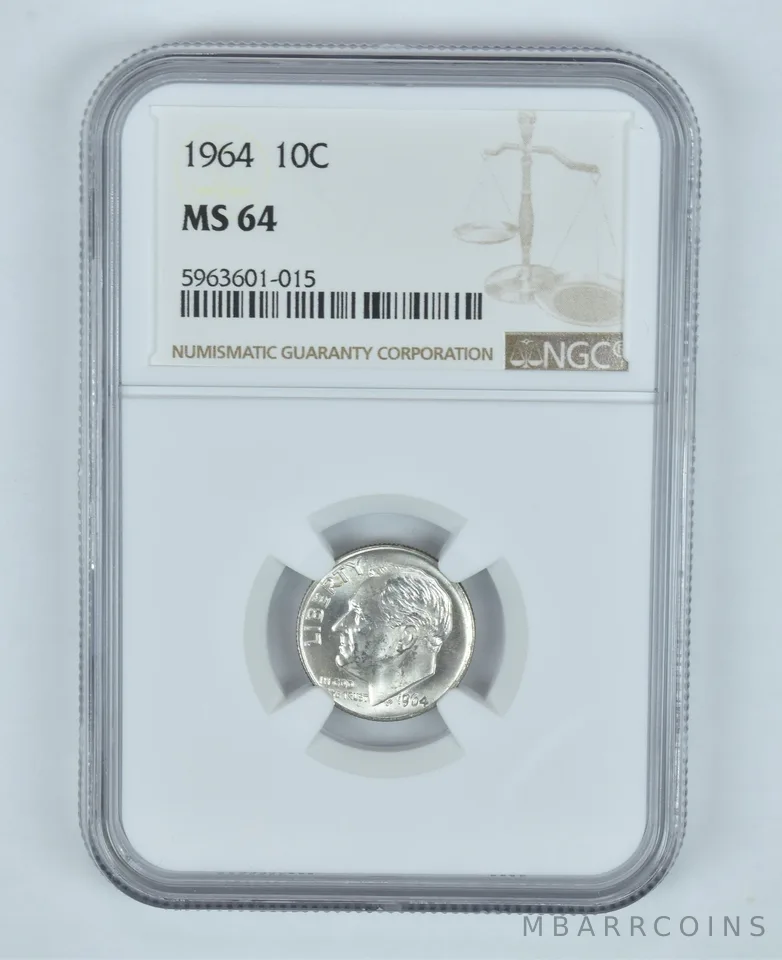 MS64 1964 Roosevelt Dime - Graded NGC Toned! a9061