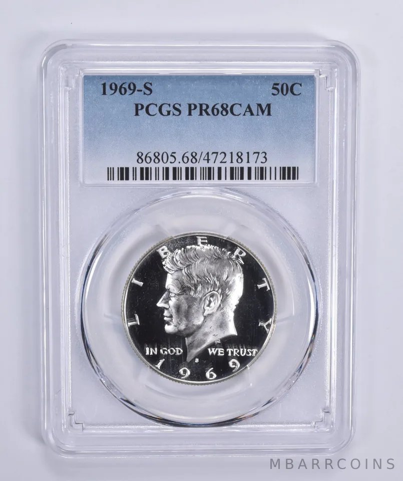 1969-S Kennedy Half Dollar PR68 CAM PCGS Blue Lbl