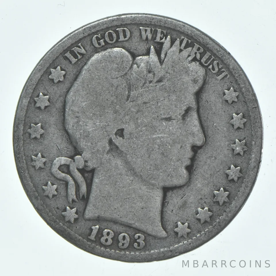 1893 Barber Half Dollar Average Circ 90% Silver