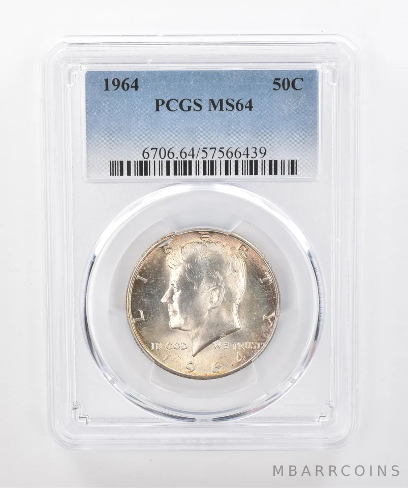 1964 Kennedy Half Dollar MS64 PCGS Beautiful Tone *1395