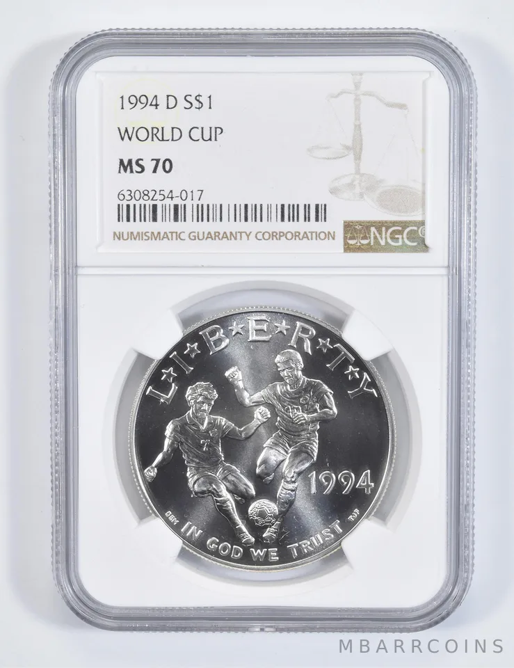 1994-D World Cup Soccer Commemorative Silver Dollar MS70 NGC