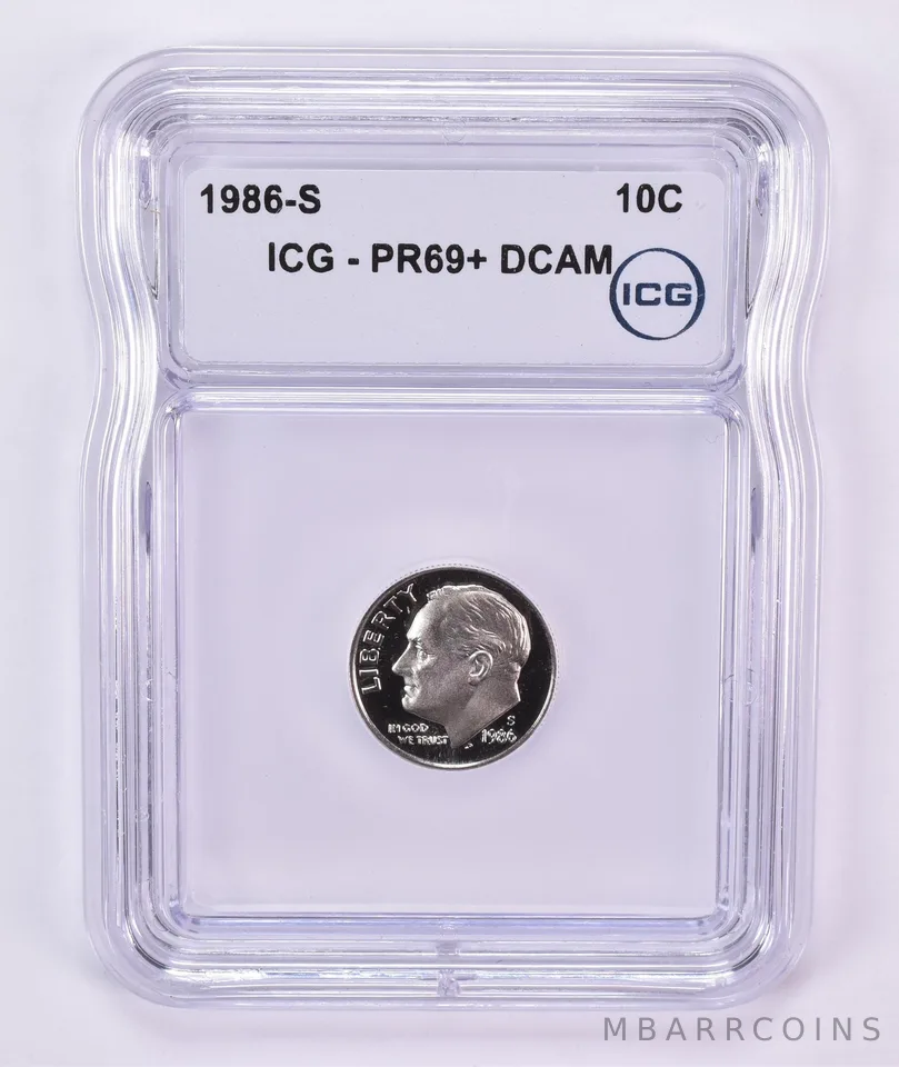 1986-S Roosevelt Dime PR69+ DCAM ICG