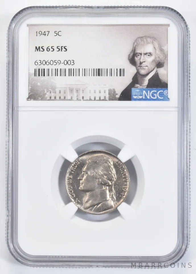1947 Jefferson Nickel MS65 5FS NGC Special Label