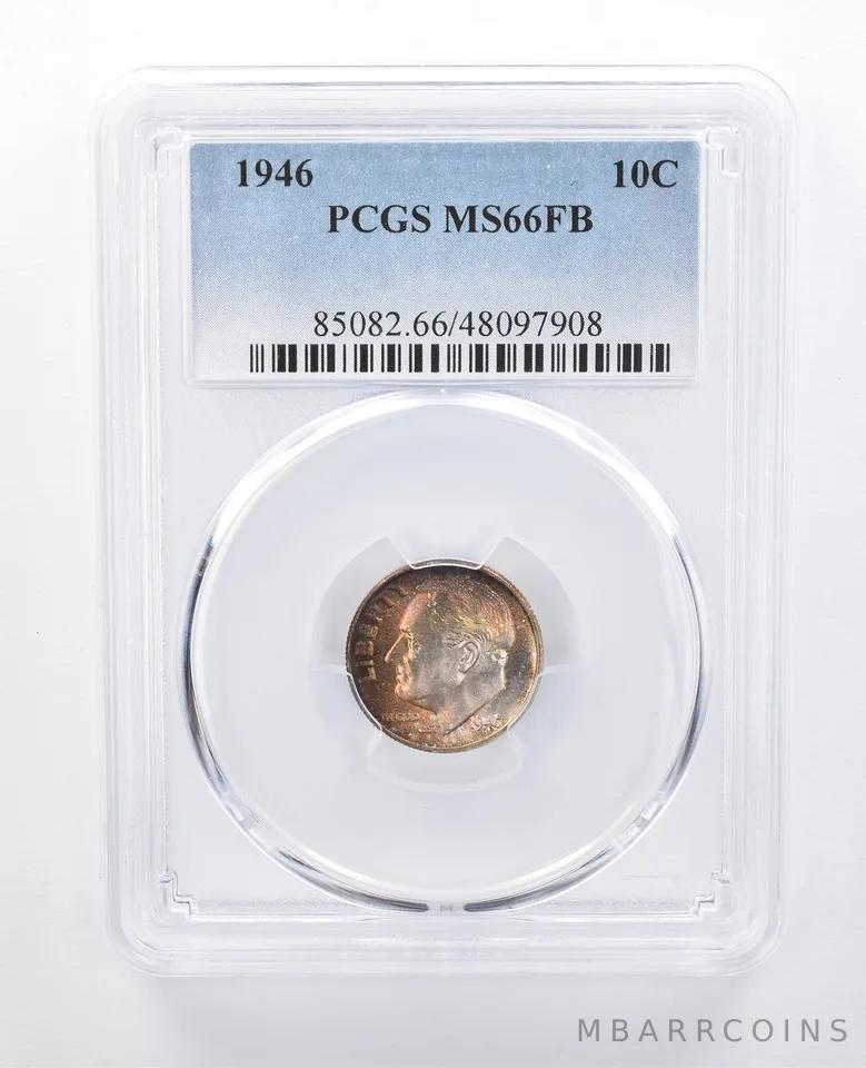 1946 Roosevelt Dime MS66 FB PCGS Beautiful Tone *8038