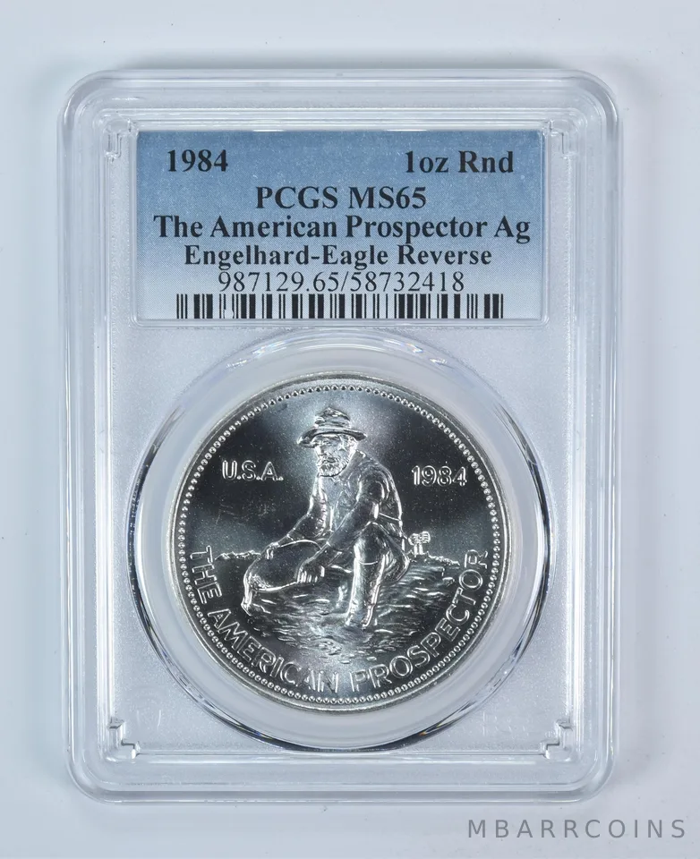 1984 Engelhard Prospector 1 Oz Silver Round Eagle Reverse MS65 PCGS