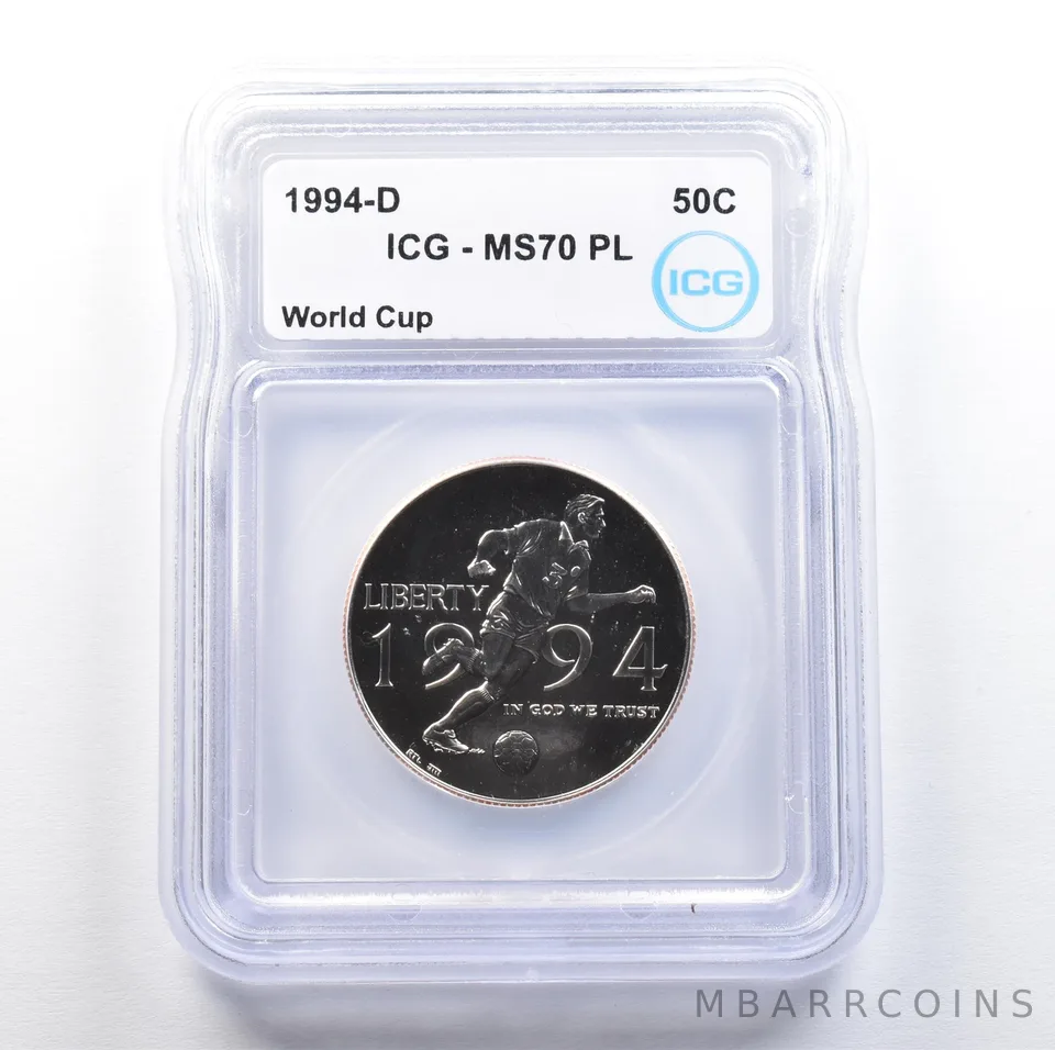 1994-D World Cup Soccer Commemorative Half Dollar MS70 PL ICG
