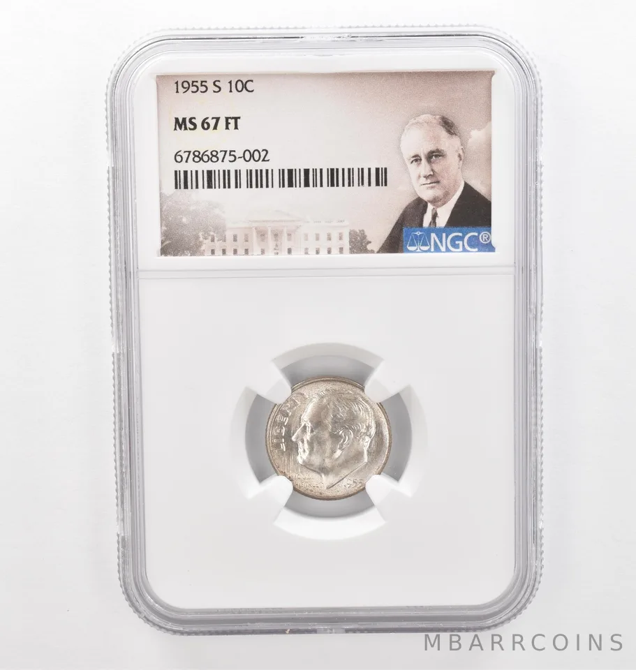 1955-S Roosevelt Dime MS67 FT NGC Beautiful Tone *2190