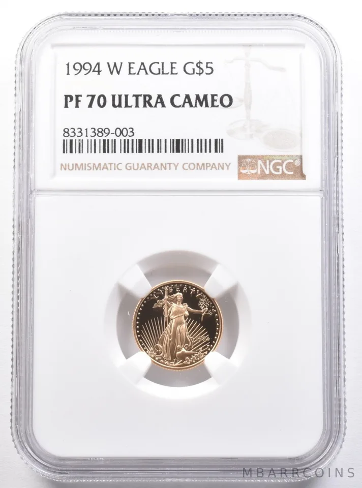 1994-W $5 American Gold Eagle 1/10 Oz Gold PF70 UCAM NGC