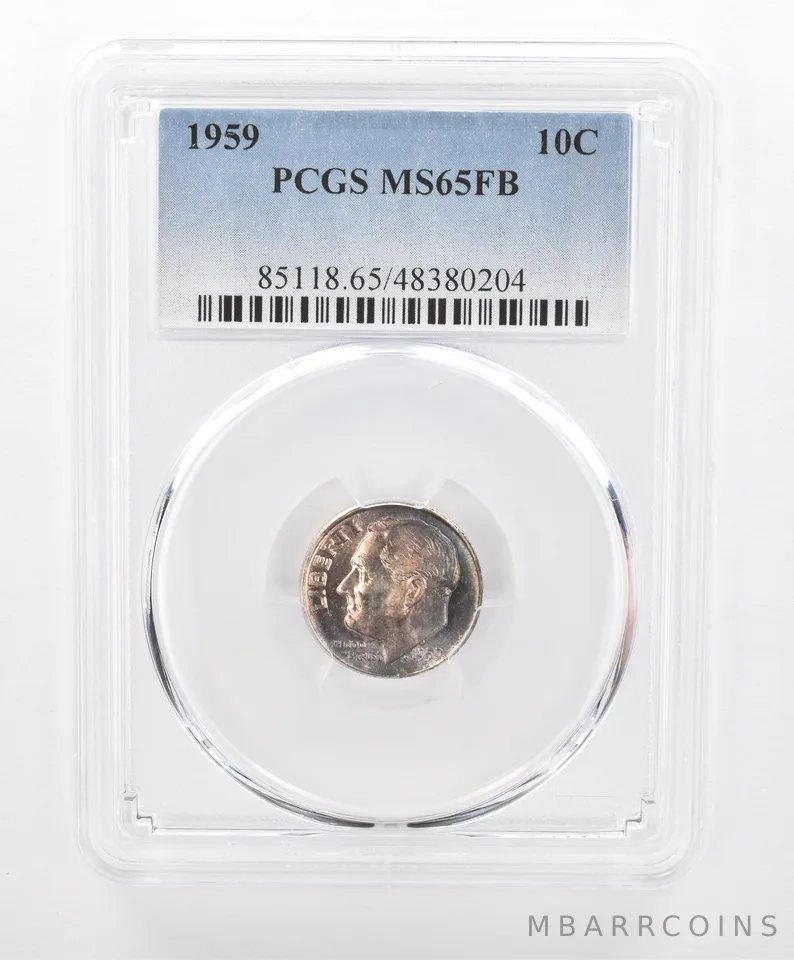 1959 Roosevelt Dime MS65 FB PCGS Beautiful Tone *2792