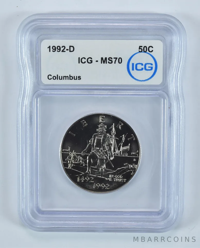 1992-D Columbus Commemorative Half Dollar MS70 ICG