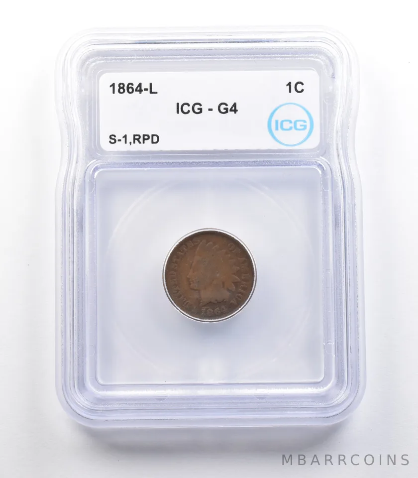 1864 L Indian Head Cent Mint Error S-1 RPD G4 ICG *2270