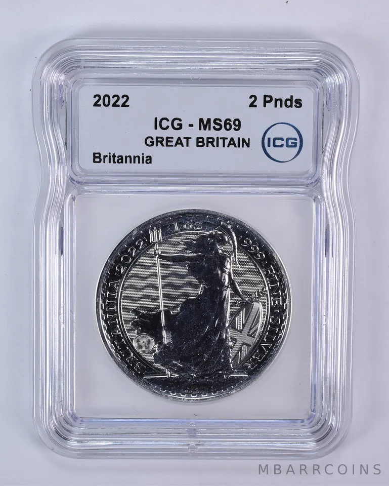 2022 Great Britain 2 Pound Silver Britannia MS69 ICG