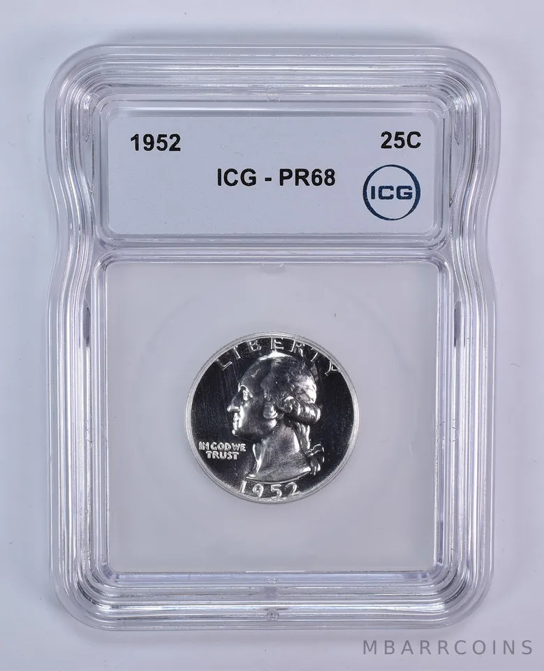 1952 Washington Quarter PR68 ICG