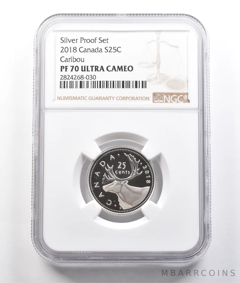 2018 Canada 25 Cents Silver Caribou Silver Proof Set PF70 UCAM NGC *3778