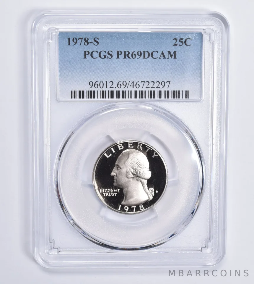 1978-S Washington Quarter 25c PR69 DCAM PCGS Blue Lbl