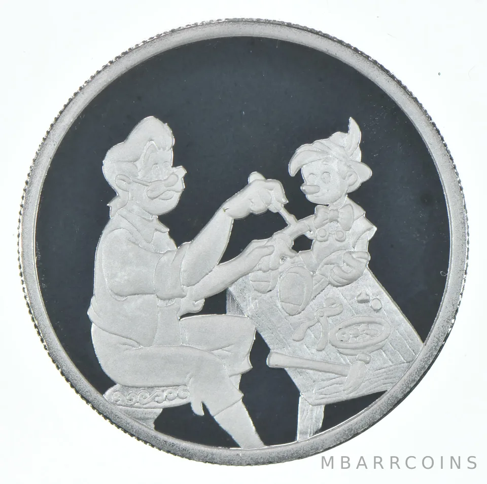 1 Troy Ounce Silver Art Round Disney's Pinocchio Wish Upon A Star