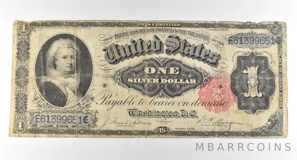 1891 $1 Silver Certificate Large Note Red Seal *3029