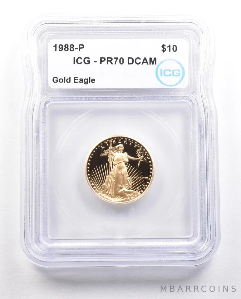 1988-P $10 American Gold Eagle 1/4 Oz Gold PR70 DCAM ICG