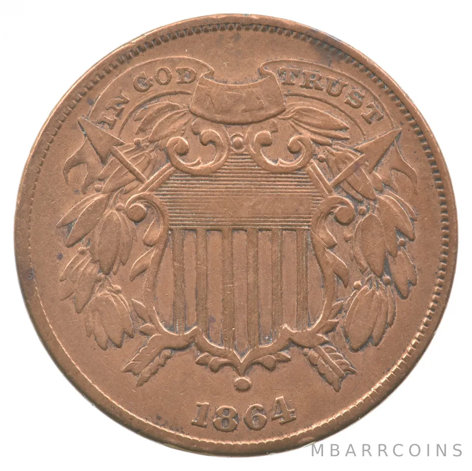 1864 Two Cent Piece Small Motto *7350