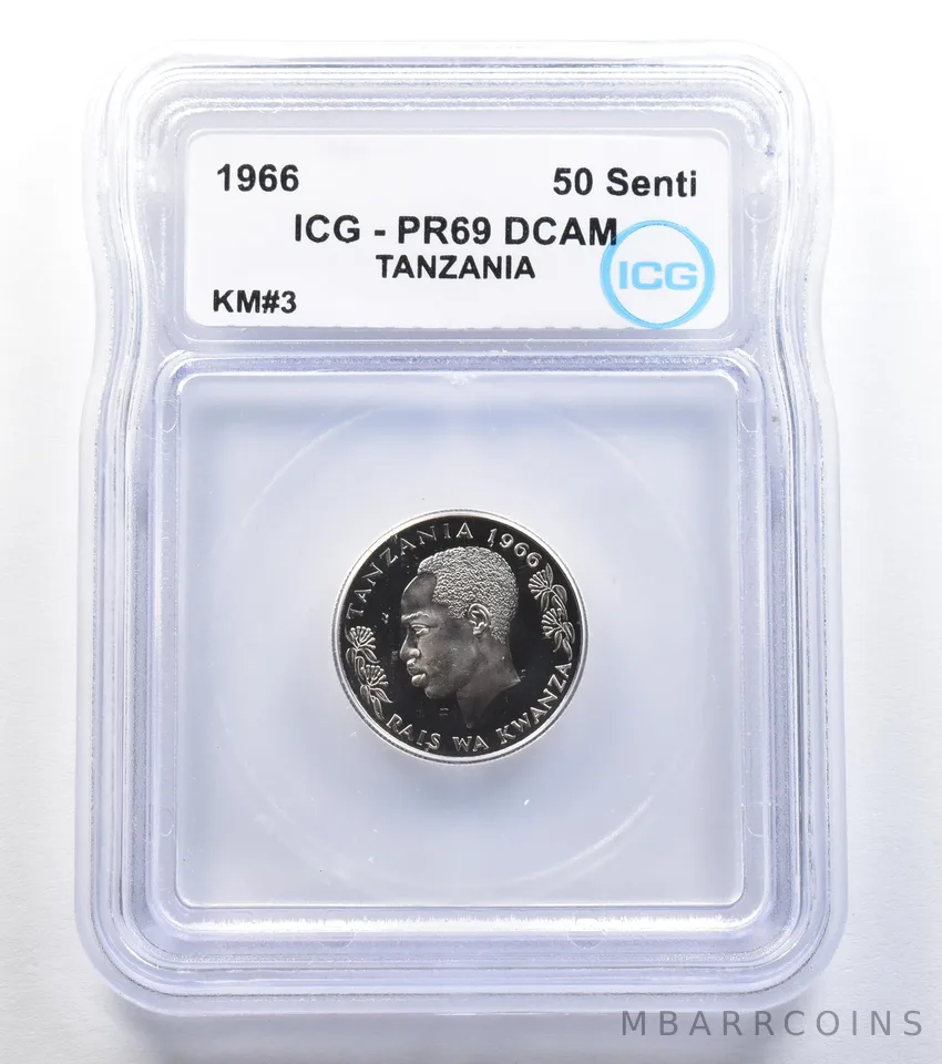 1966 Tanzania 50 Senti KM#3 PR69 DCAM ICG *8022