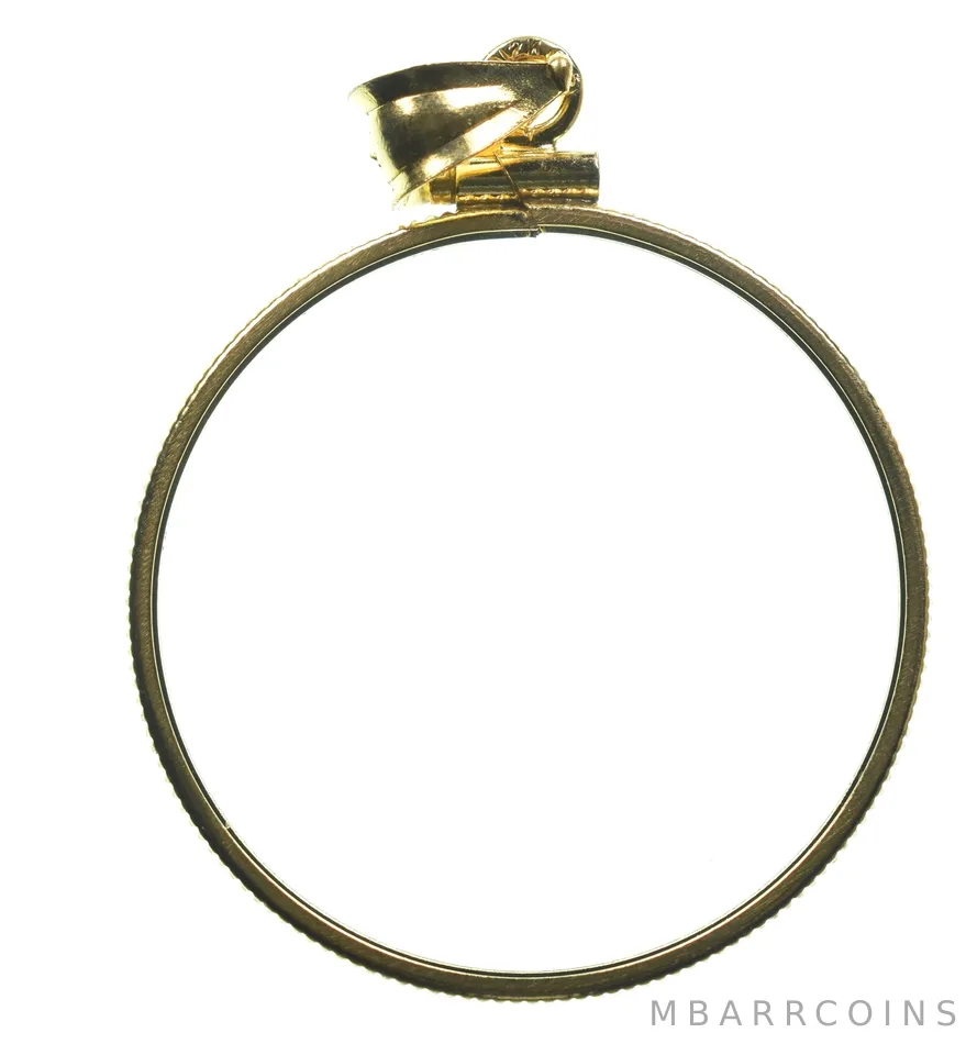 14K 28mm Gold Filled 1/2 Oz Mexico Libertad Coin Bezel Pendant Frame Edge *1281