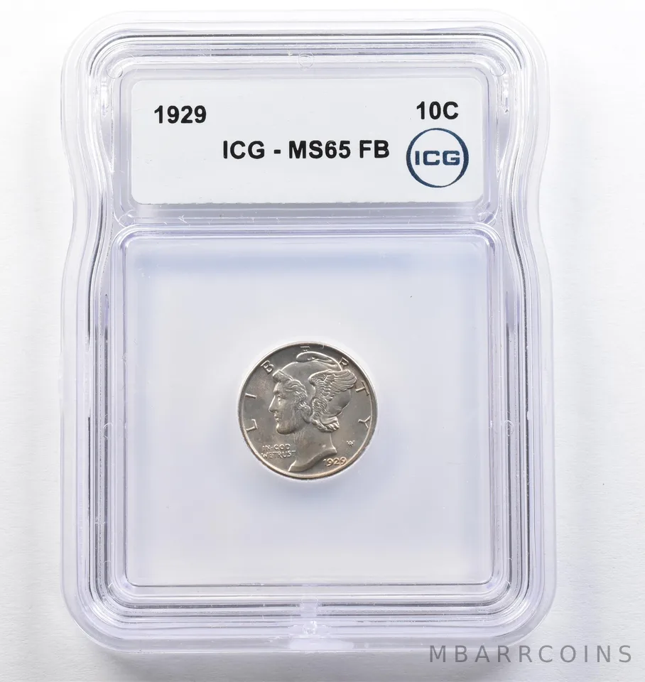 1929 Mercury Dime MS65 FB ICG *0717