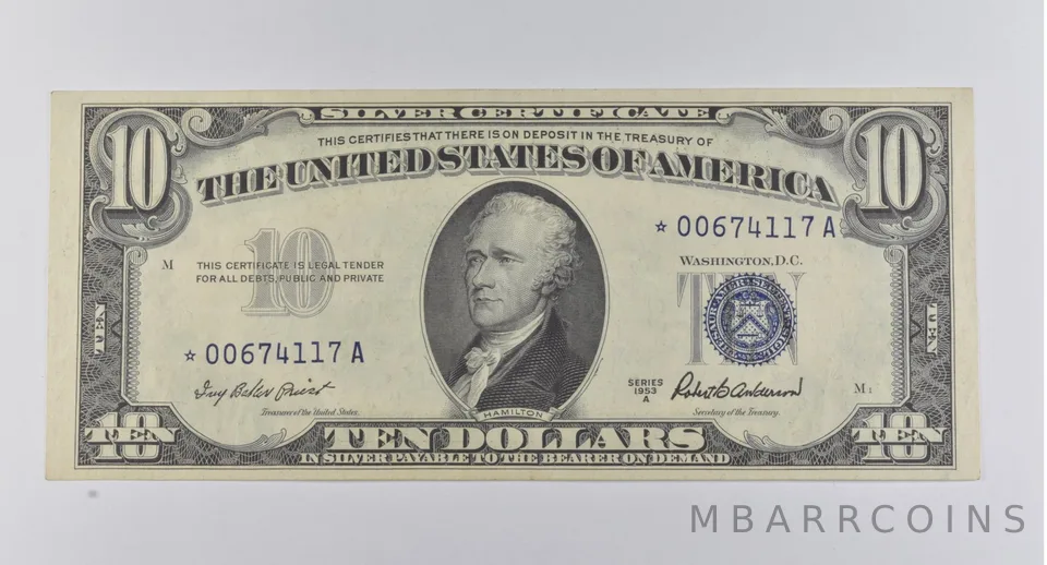 ERROR STAR Note 1953-A $10 United States Silver Certificate a7748
