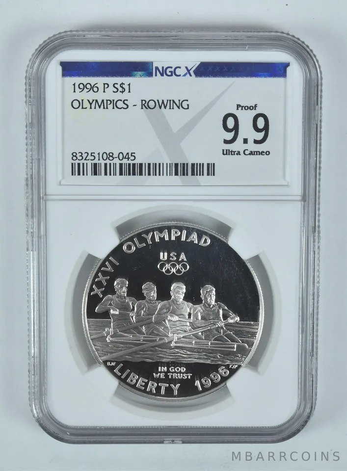 1996-P Olympic Rowing Commemorative Silver Dollar Proof 9.9 UCAM NGC X NGCX