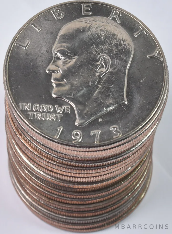 (20) 1973-D BU/Unc Eisenhower Ike Dollar Clad Roll Lot